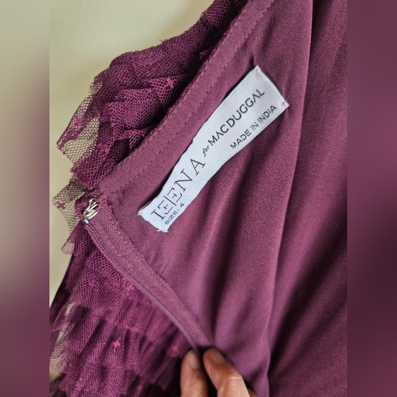 NWT!! MAC DUGGAL, Ruffle Cap Sleeve Tiered Midi Dress, Amethyst-NWT Size 4 -$398 - Picture 9 of 11